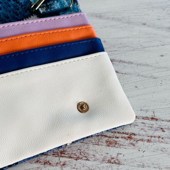 Anthropologie Blue and Cream Geometric Clutch - Picture 7 of 15